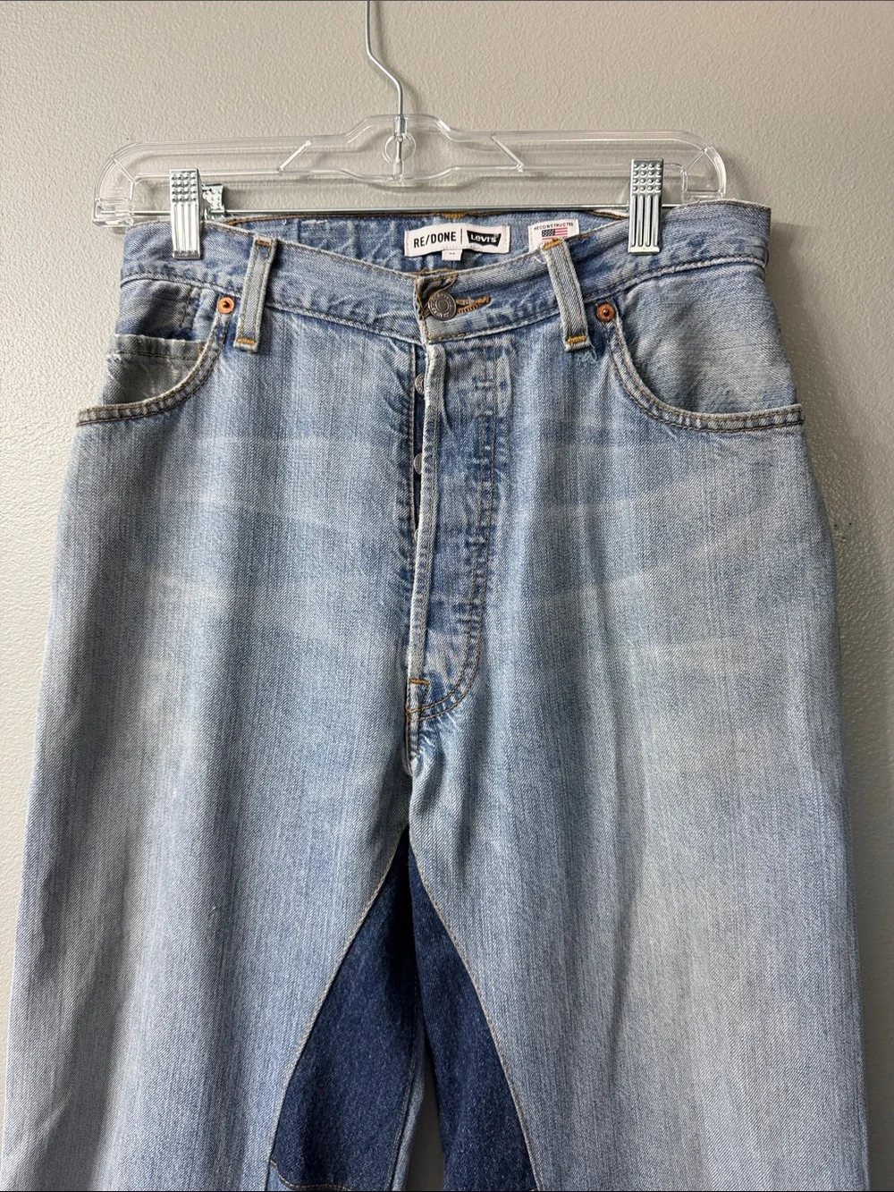 Re/Done x Levi's Patchwork Bell Bottom 60s 70s Hippie Flare Jeans 26 - Picture 8 of 12